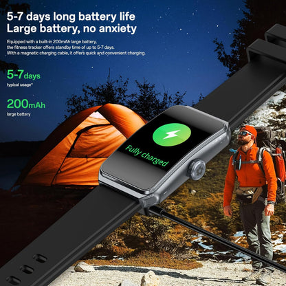 PUTEKER fitness tracker smartwatch with 1.47-inch screen, heart rate, blood oxygen, sleep monitoring, and IP68 water resistance.