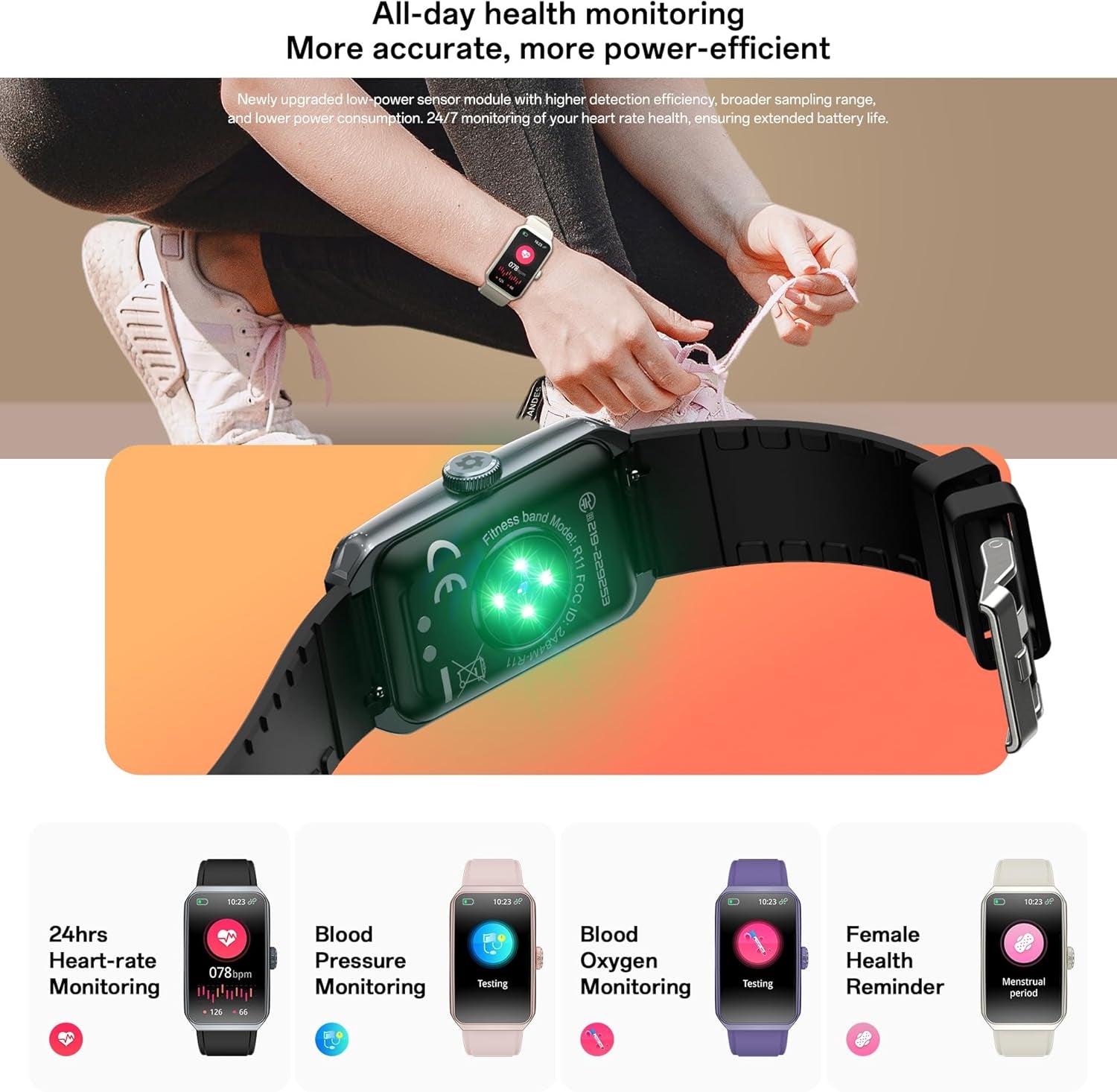 PUTEKER fitness tracker smartwatch with 1.47-inch screen, blood oxygen, heart rate, sleep monitor, and step calorie counter.
