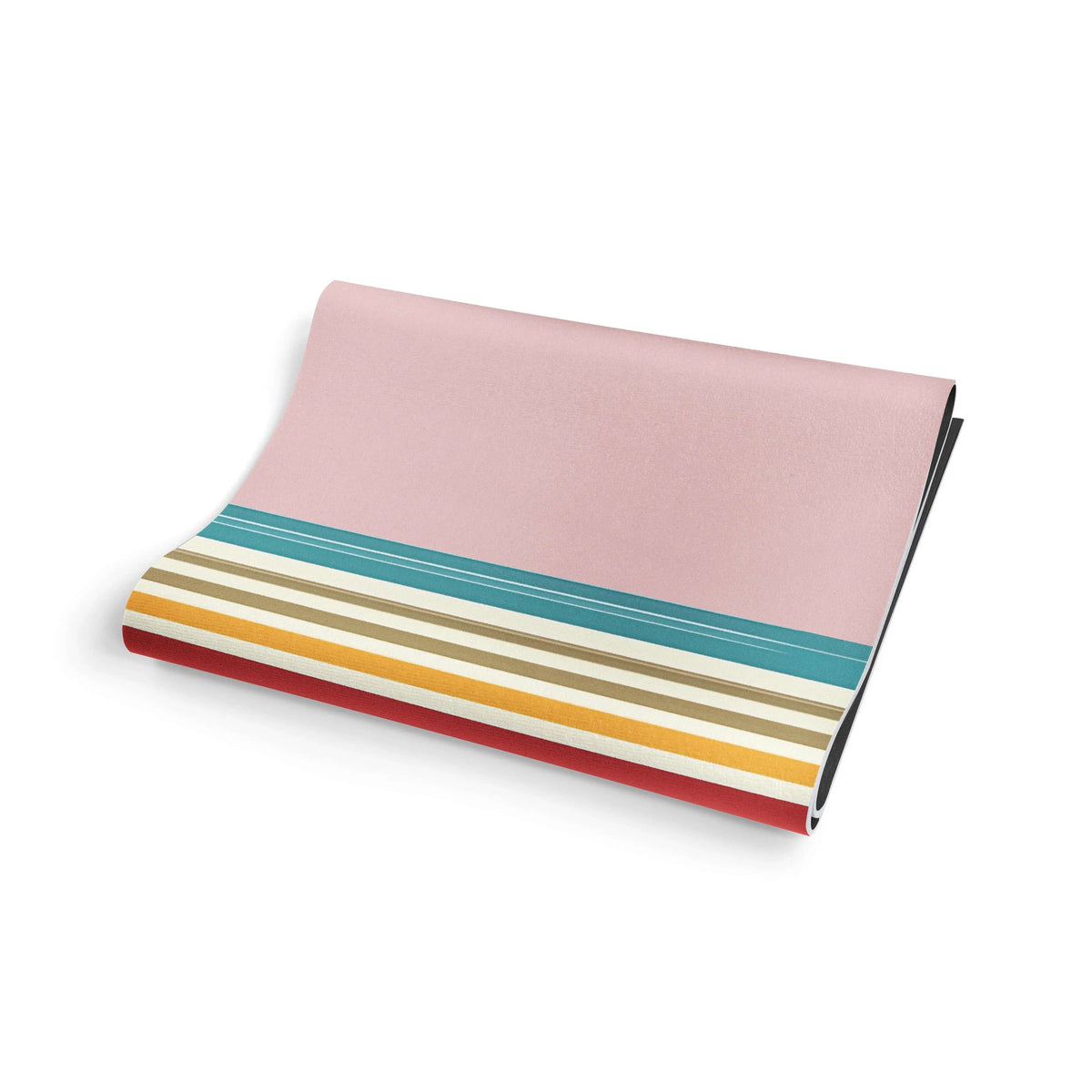 Red Tail Yoga Mat showcasing eco-friendly non-slip yoga mat design with colorful stripes for all-level yogis.