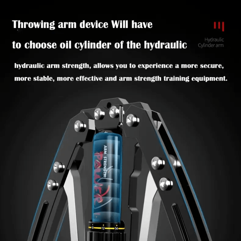 Hydraulic cylinder arm trainer showcasing effective upper body resistance trainer for strength workouts.