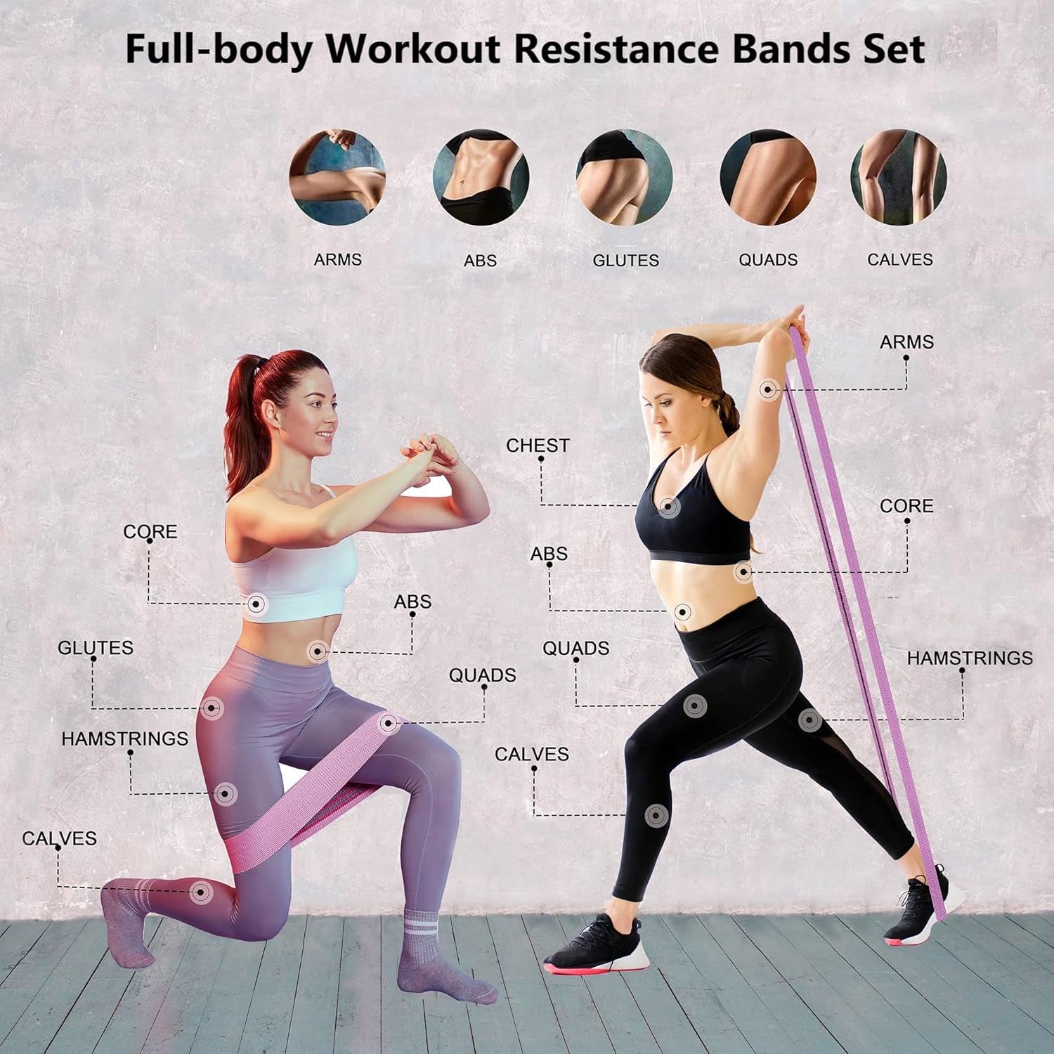 STANDROCK fabric resistance bands for workout, pink, purple, and green booty and exercise bands for men and women, 3 and 4 levels.