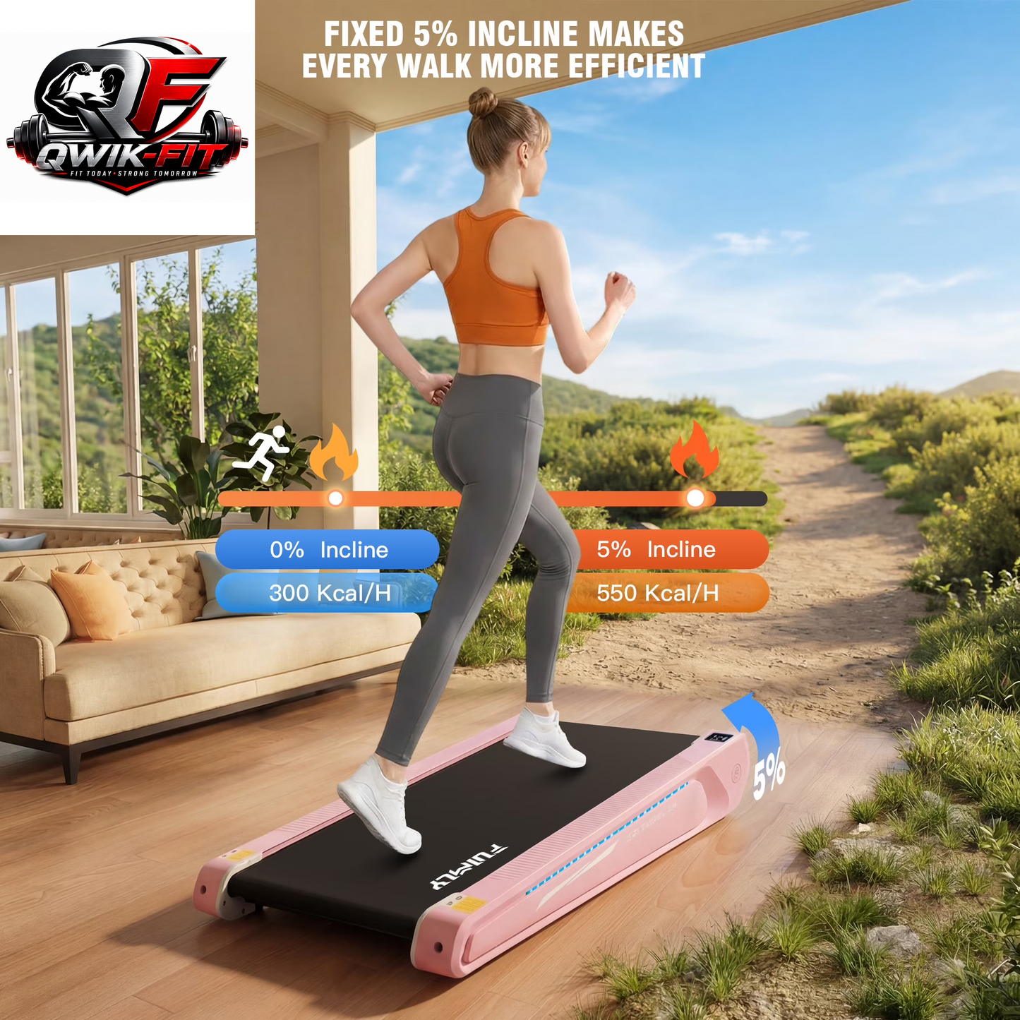 Walking Pad 2.5HP Brushless Motor 300Lbs Weight Capacity,Portable under Desk Treadmill with App Remote Control,Low-Noise Desk Treadmill in LED Display,Installation-Free