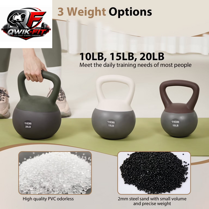 Soft Kettlebell Set –15Lbs Anti-Slip Grip & Wide Handle Design,Soft Kettlebell Set, Gentle Floor-Friendly Impact, for Home Functional Training, Home Gym