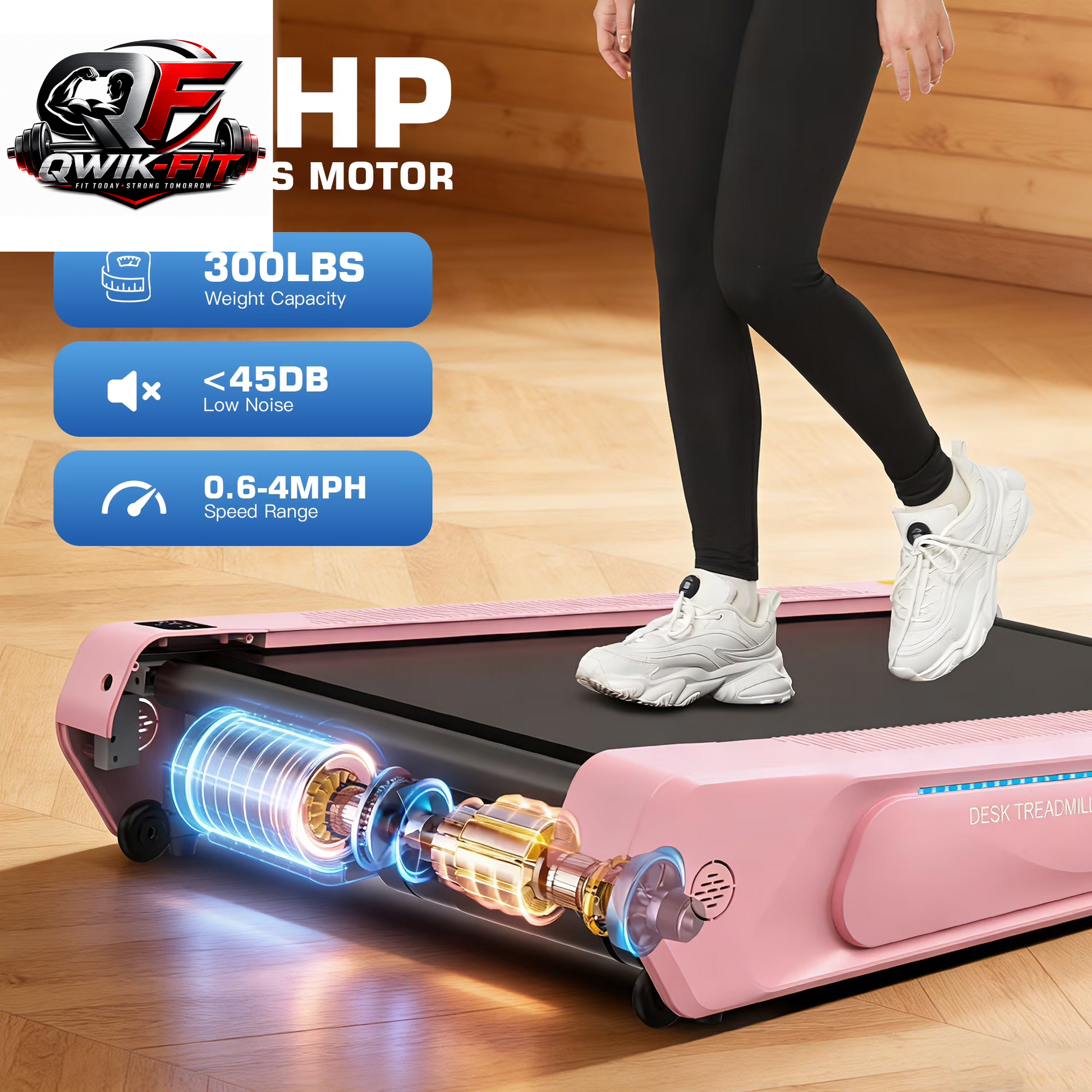 Walking Pad 2.5HP Brushless Motor 300Lbs Weight Capacity,Portable under Desk Treadmill with App Remote Control,Low-Noise Desk Treadmill in LED Display,Installation-Free