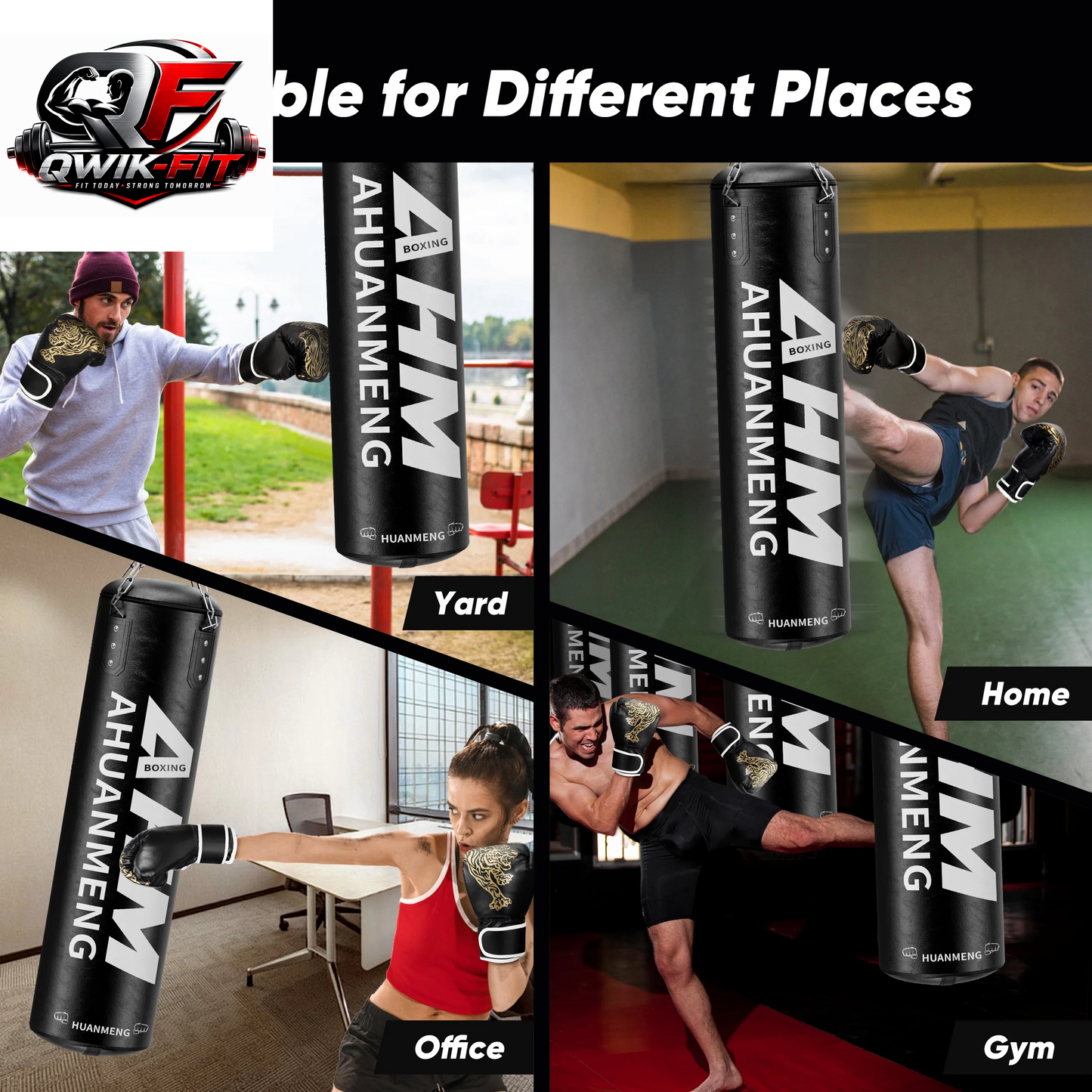 4FT Heavy-Duty Adult Punching Bag Set with 12 oz Boxing Gloves – PU Hanging Heavy Bag Kit