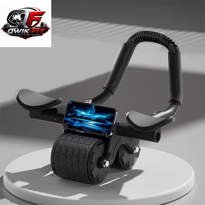 Automatic Rebound Ab Roller with Elbow Support, Timer and Core Training Wheel – Black