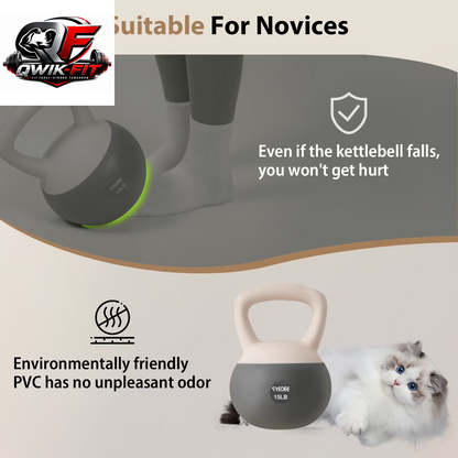 Soft Kettlebell Set –15Lbs Anti-Slip Grip & Wide Handle Design,Soft Kettlebell Set, Gentle Floor-Friendly Impact, for Home Functional Training, Home Gym