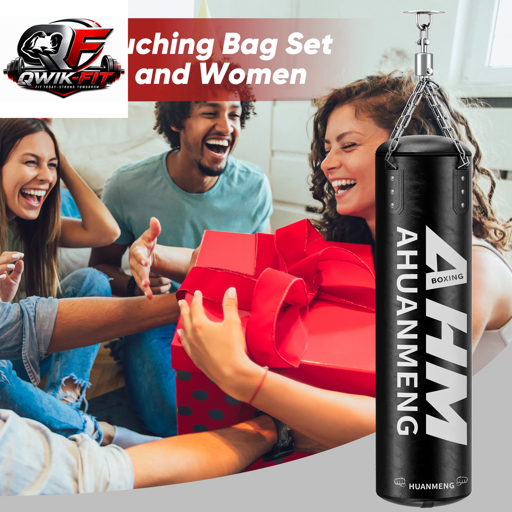 4FT Heavy-Duty Adult Punching Bag Set with 12 oz Boxing Gloves – PU Hanging Heavy Bag Kit