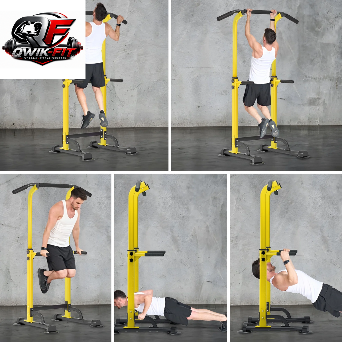 SOGES Adjustable Power Tower - Versatile Dip Stands & Pull-Up Bar for Home Gym - Yellow