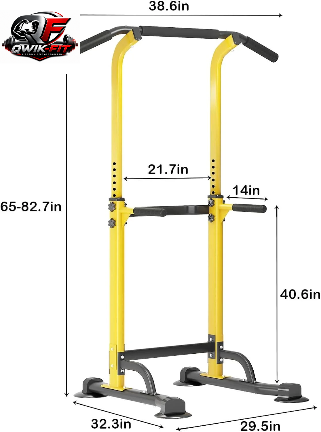 SOGES Adjustable Power Tower - Versatile Dip Stands & Pull-Up Bar for Home Gym - Yellow