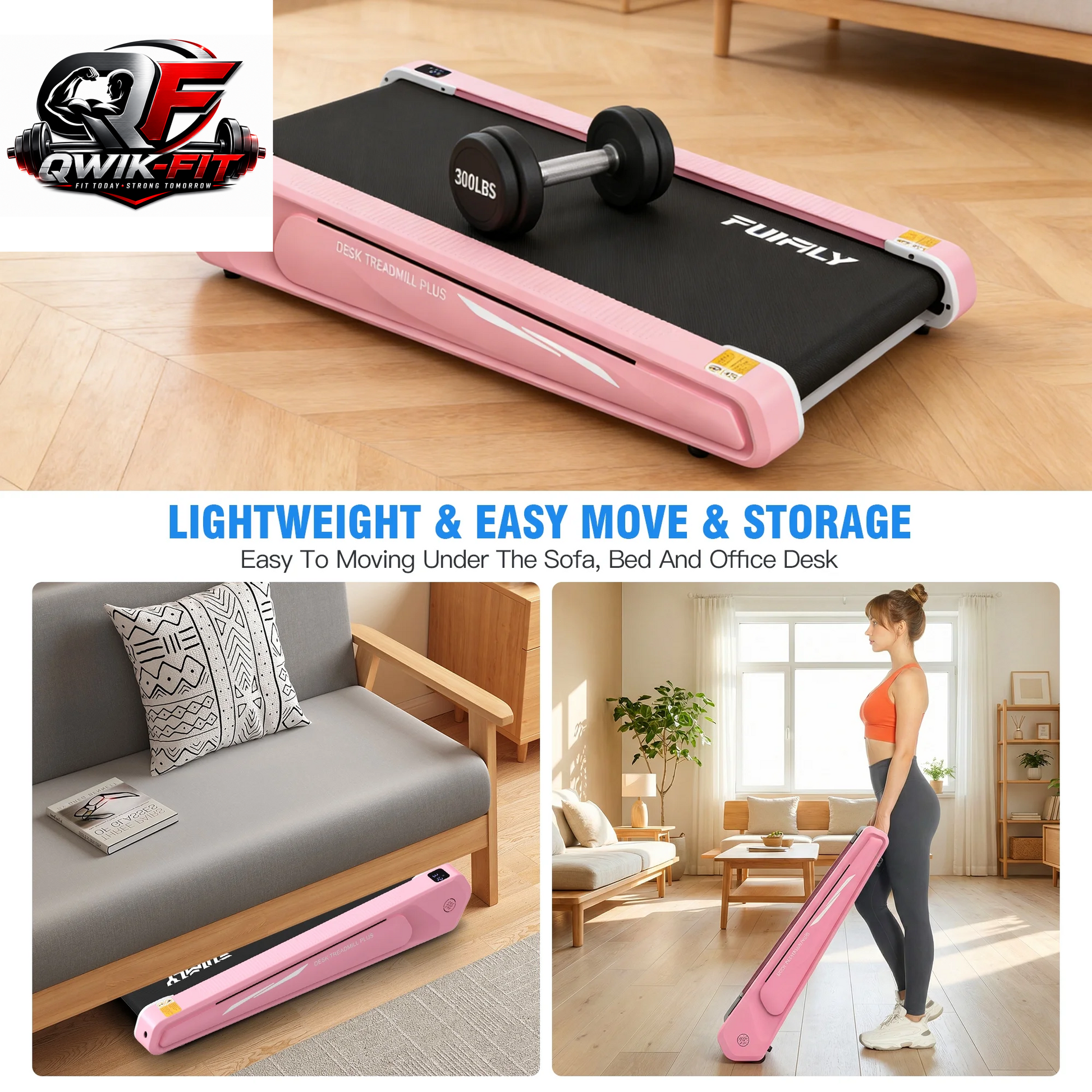 Walking Pad 2.5HP Brushless Motor 300Lbs Weight Capacity,Portable under Desk Treadmill with App Remote Control,Low-Noise Desk Treadmill in LED Display,Installation-Free