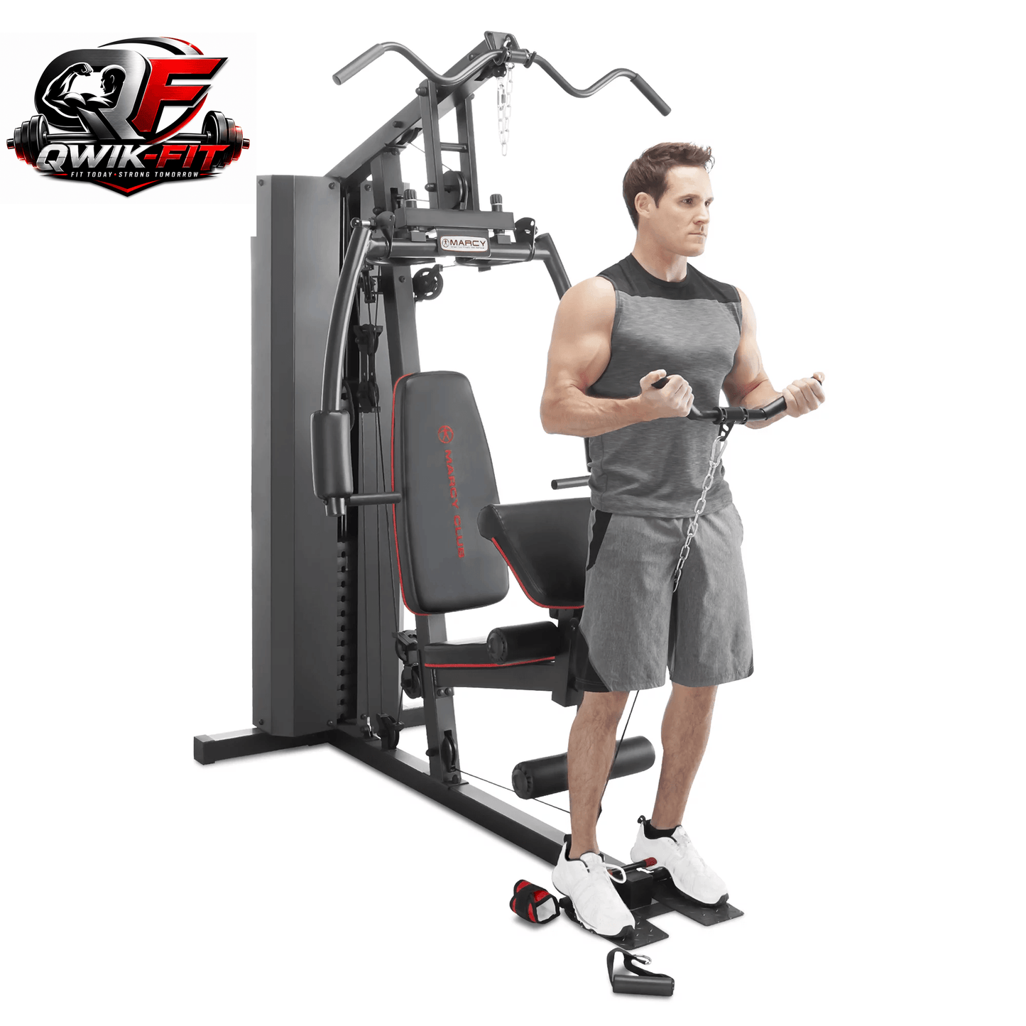 MKM-81010 Dual-Function Home Gym System with 200 lb Weight Stack