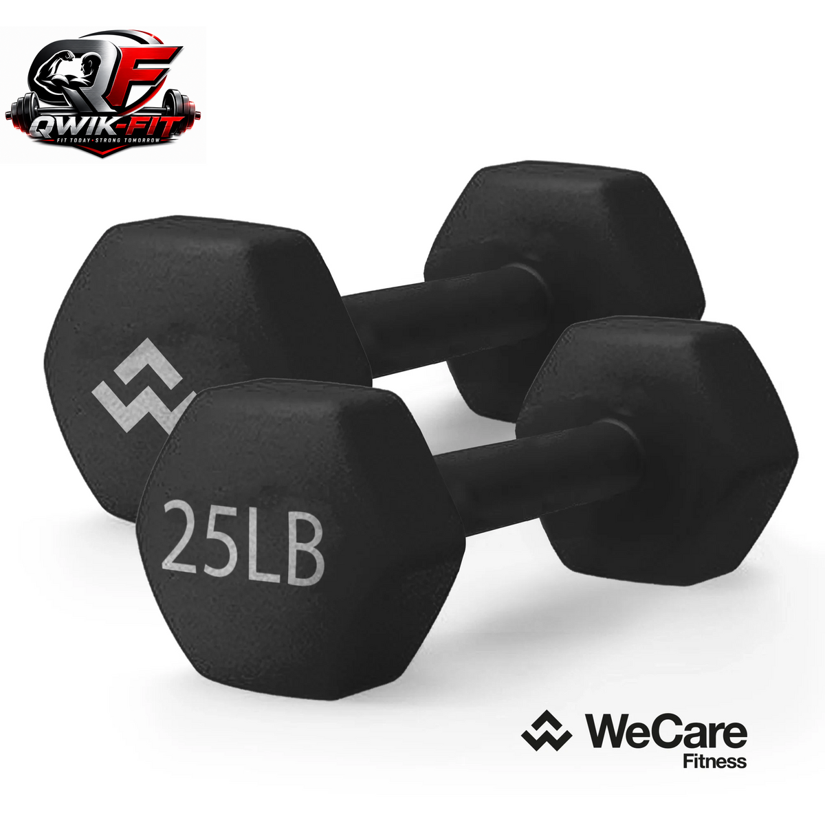 Wecare Fitness 25Lb Neoprene Dumbbell Pair - Sleek Black for Ultimate Strength Training