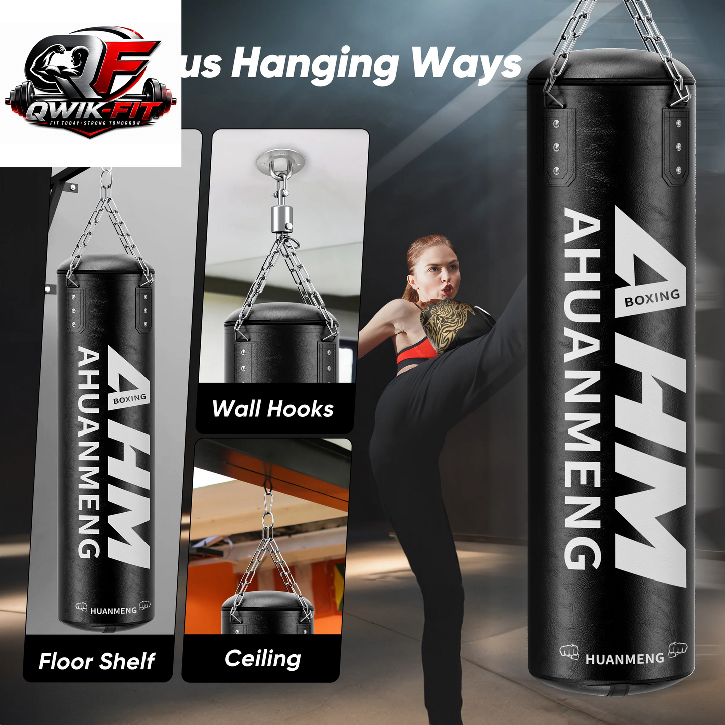 4FT Heavy-Duty Adult Punching Bag Set with 12 oz Boxing Gloves – PU Hanging Heavy Bag Kit