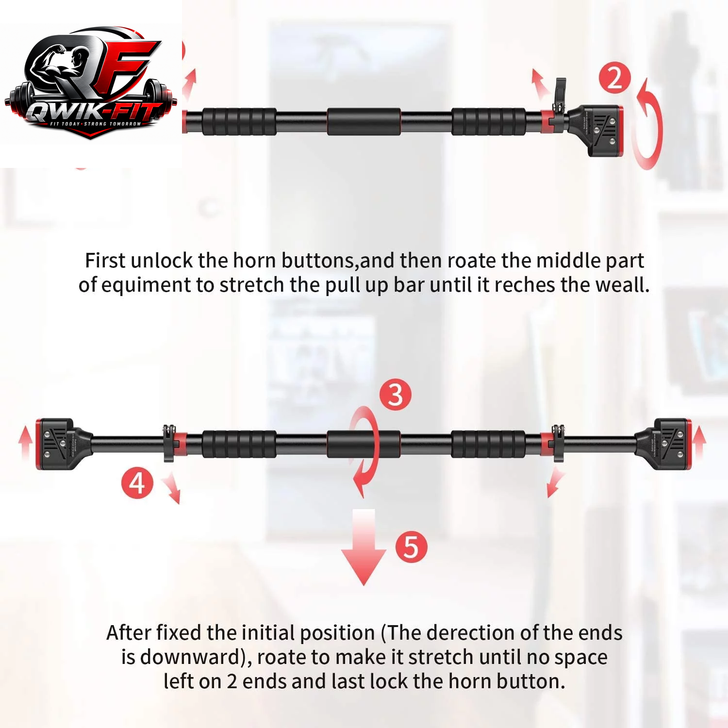 Doorway Chin up Bar Pull up Bar Exercise 28"-36" Doors Screw Less Press Fit