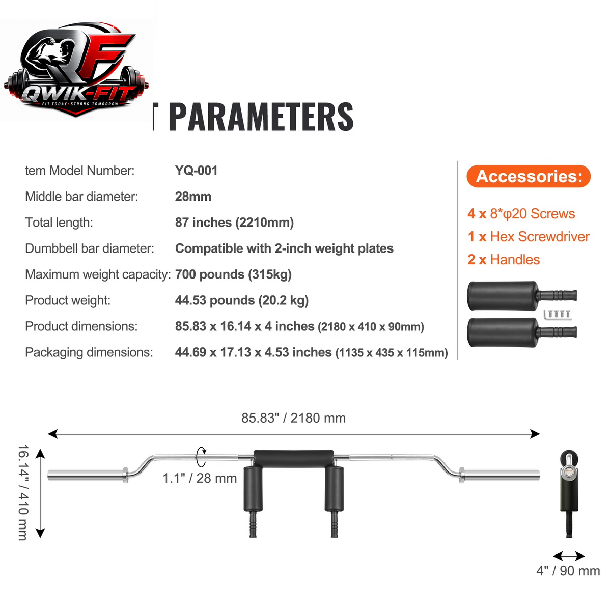 BENTISM Heavy-Duty Safety Squat Bar - 700LB Weight Lifting Attachment for Ultimate Fitness Performance