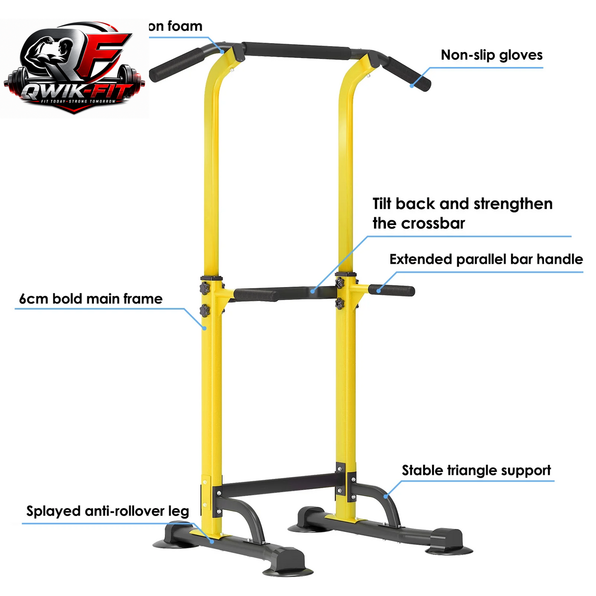 SOGES Adjustable Power Tower - Versatile Dip Stands & Pull-Up Bar for Home Gym - Yellow