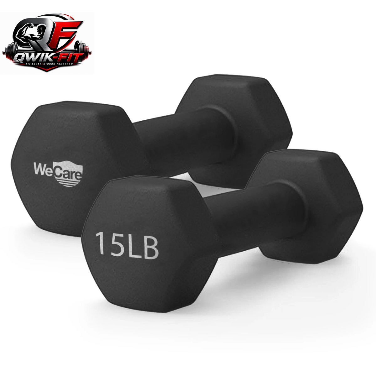Wecare Fitness 15Lb Neoprene Dumbbell Pair - Sleek Black for Ultimate Workouts