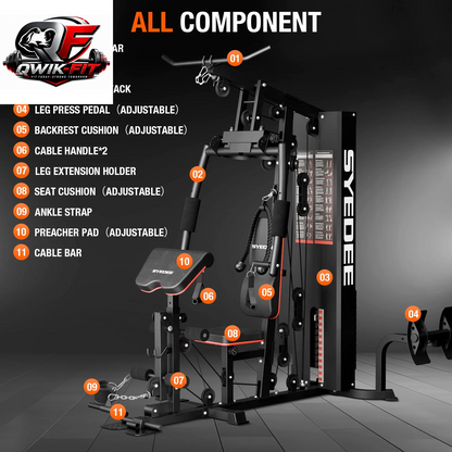 Ultimate Home Gym Station - Complete Workout Equipment with 150LBS Weight Stack for Total Body Training