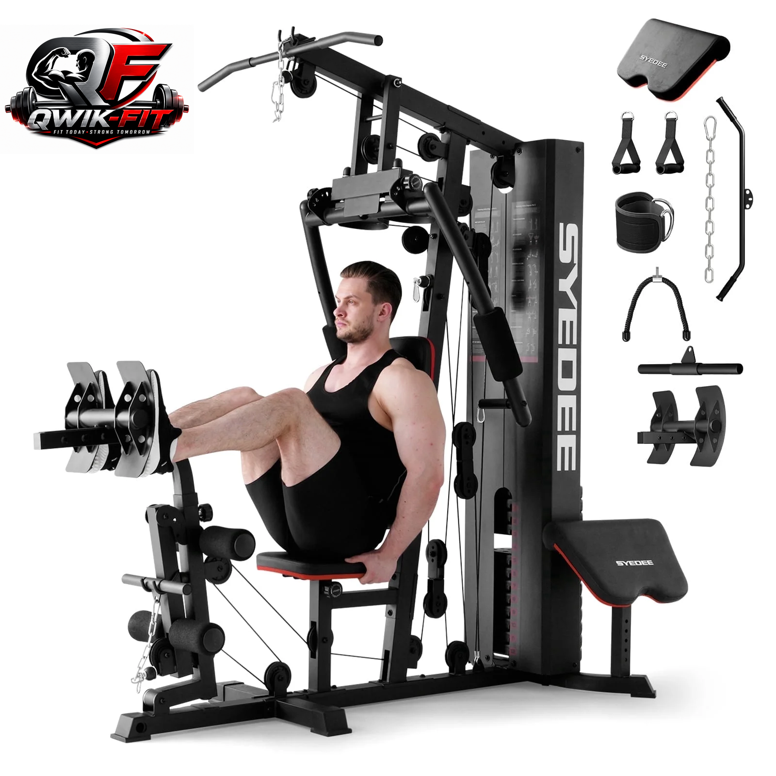 Ultimate Home Gym Station - Complete Workout Equipment with 150LBS Weight Stack for Total Body Training