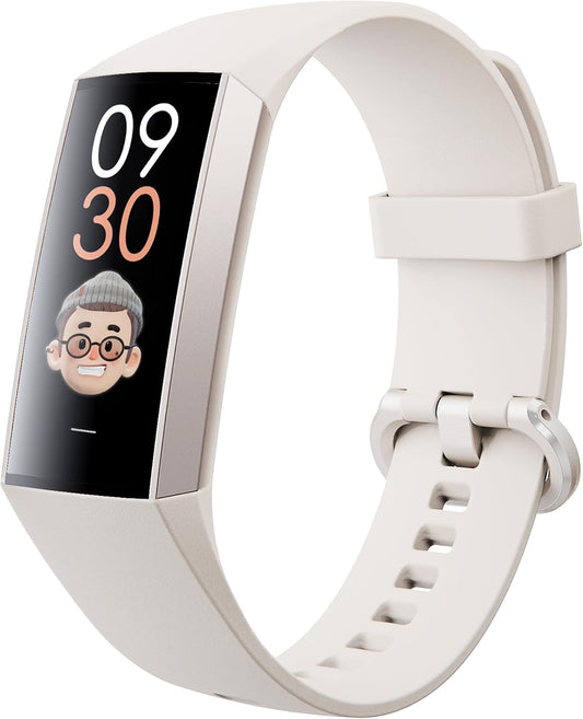 Yeforu fitness tracker with 1.1" AMOLED screen, heart rate monitor, blood pressure, pedometer, sleep, and activity tracking for women and men.