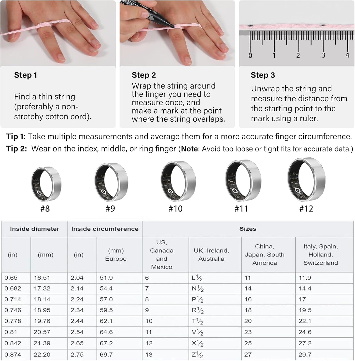 YULUCKGO smart fitness ring for women and men, waterproof blood pressure monitor and health tracker compatible with iPhone and Android