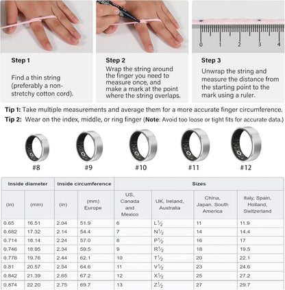 YULUCKGO smart fitness ring for women and men, waterproof blood pressure monitor and health tracker compatible with iPhone and Android