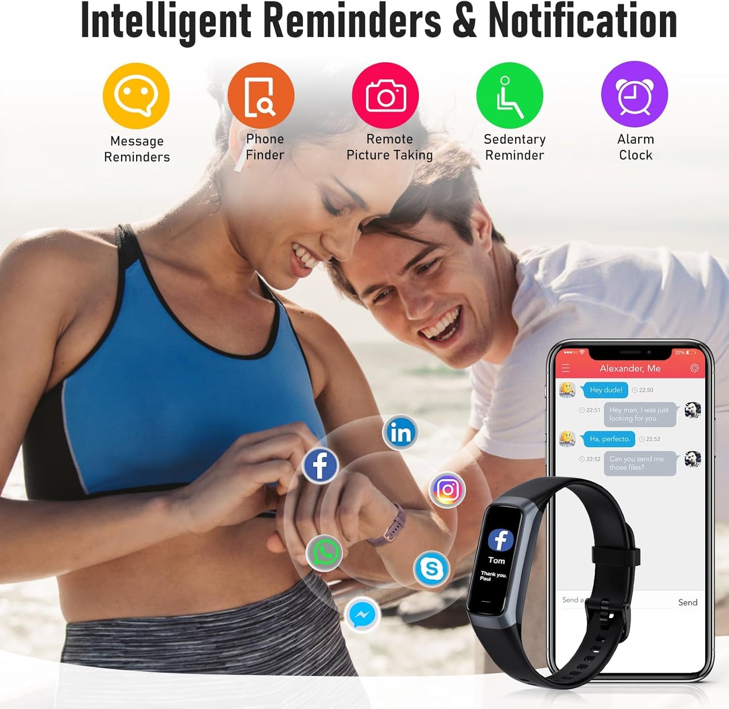 Zeacool fitness tracker smartwatch with heart rate, blood oxygen, blood pressure, sleep monitor, waterproof design, step counter.