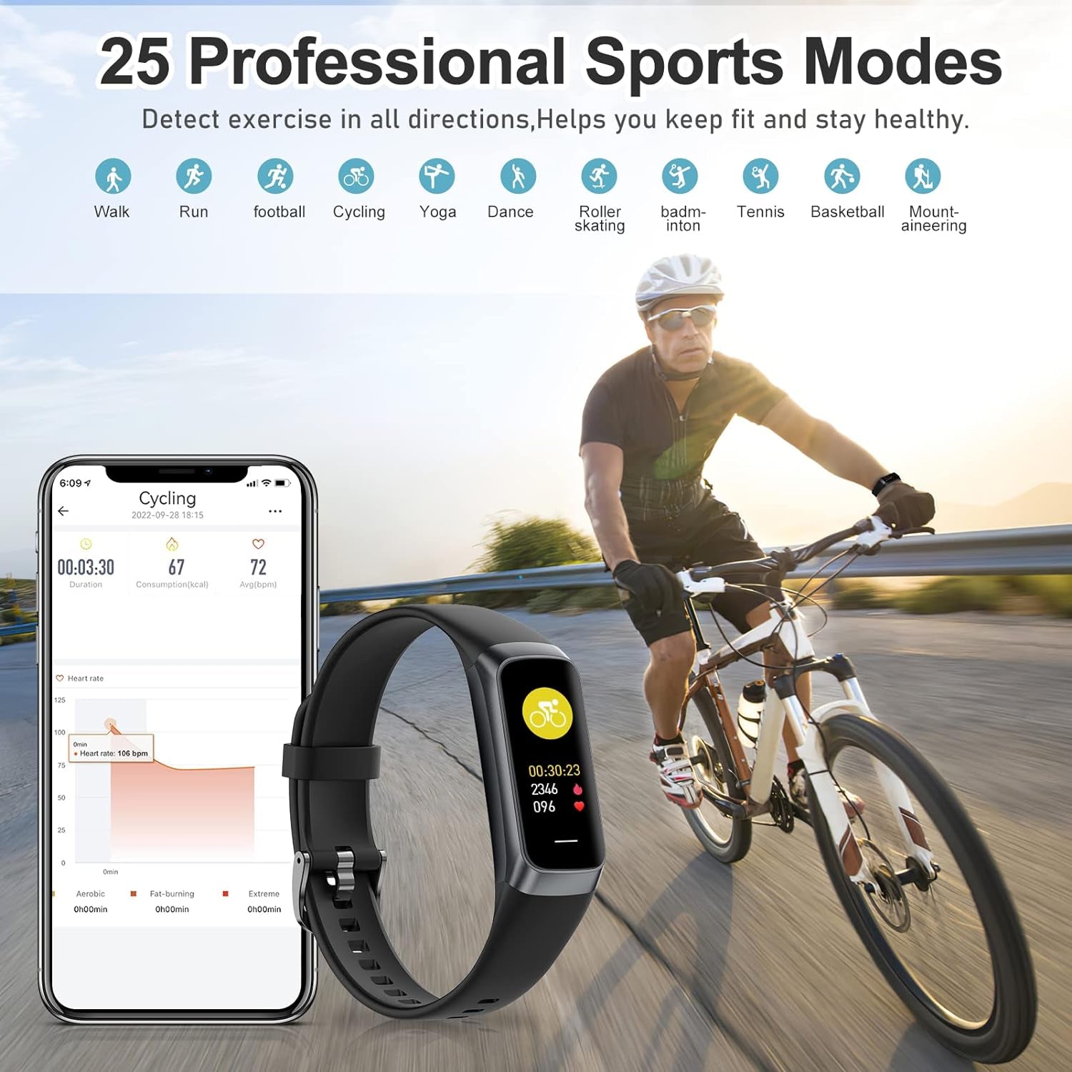 Zeacool fitness tracker smartwatch displaying heart rate, blood oxygen, blood pressure, sleep data, waterproof design for men and women.